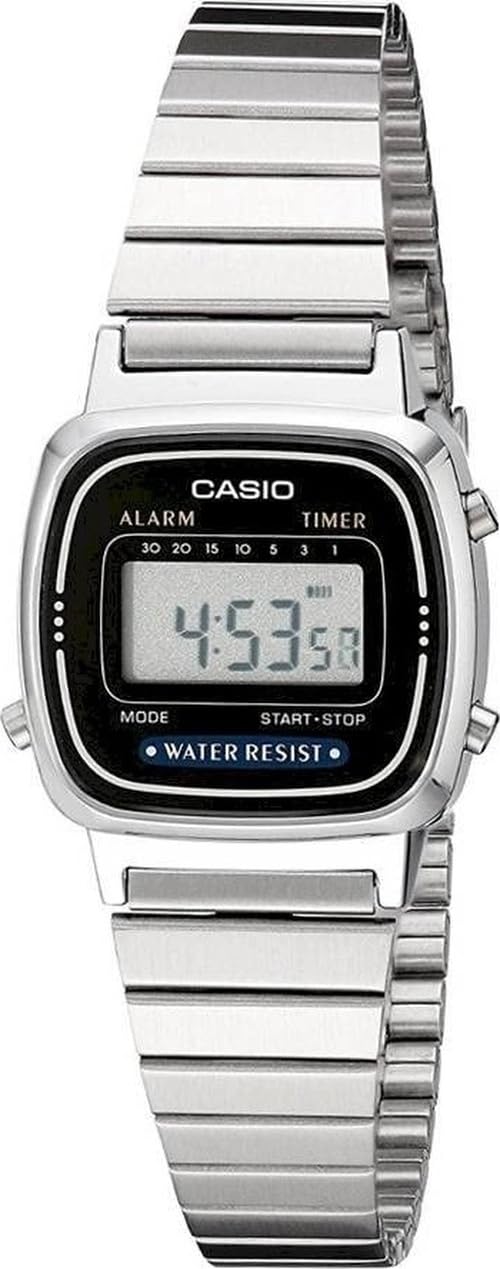 Casio LA670WA-1 Herrenuhr, Edelstahl-Armband, Silber