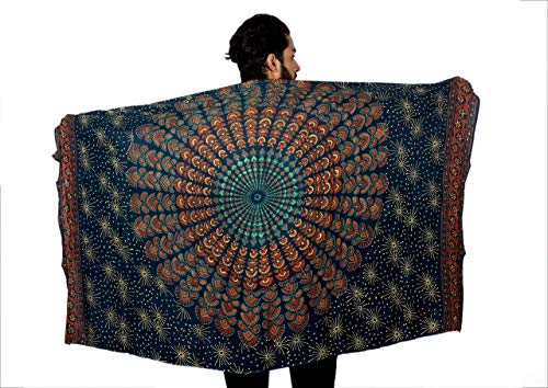 SARJANA HANDICRAFTS Men Women Rayon Mandala Sarong Scarf Shawl Cover Up Swimwear Wrap Dress Bikini Unisex Gypsy Beach Towel2