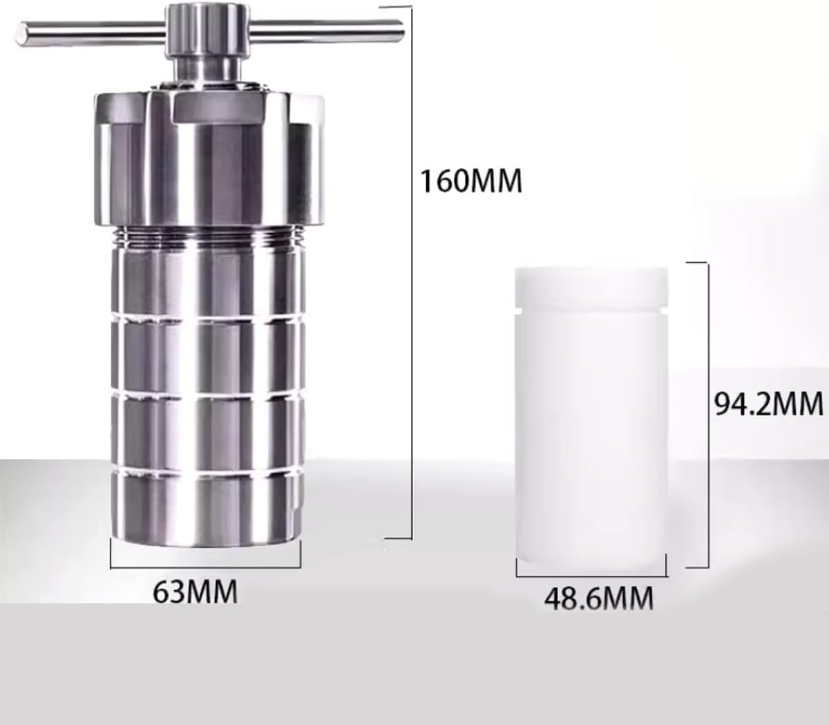 Réacteur hydrothermal autoclave avec revêtement en polytétrafluoroéthylène en acier inoxydable 304 pour processus hydrothermal de laboratoire