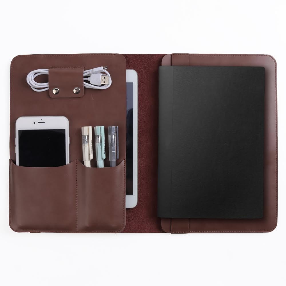Top Grain Leather Universal Padfolio/Portfolio Sleeve Notebook Case Holder for iPads and iPad Pros 9.7