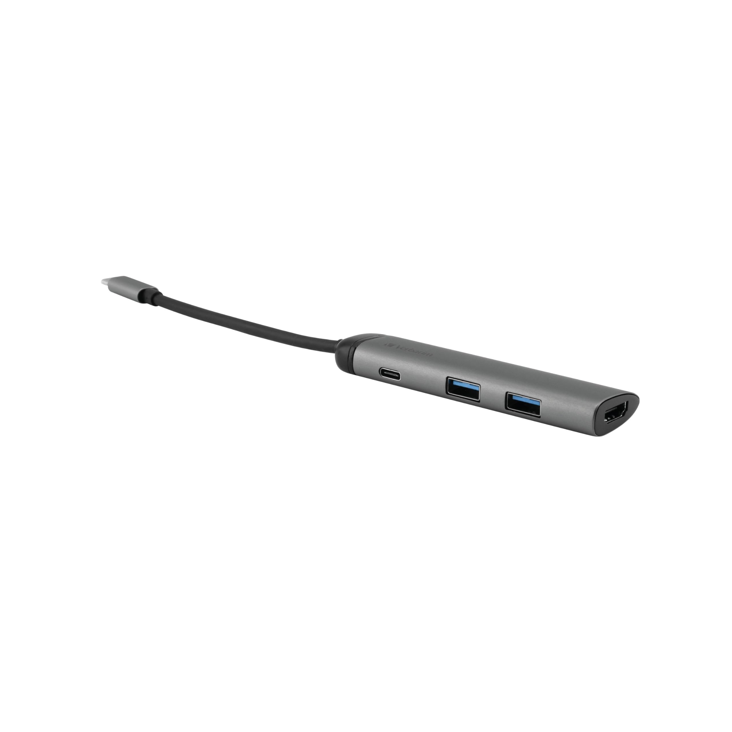 Verbatim USB-C™ Multiport-Adapter USB 3.0 - HDMI, 4K, USB-C-Hub mit Schnellladeanschluss, kompatibel mit Laptop und MacBook, Silber, 49140