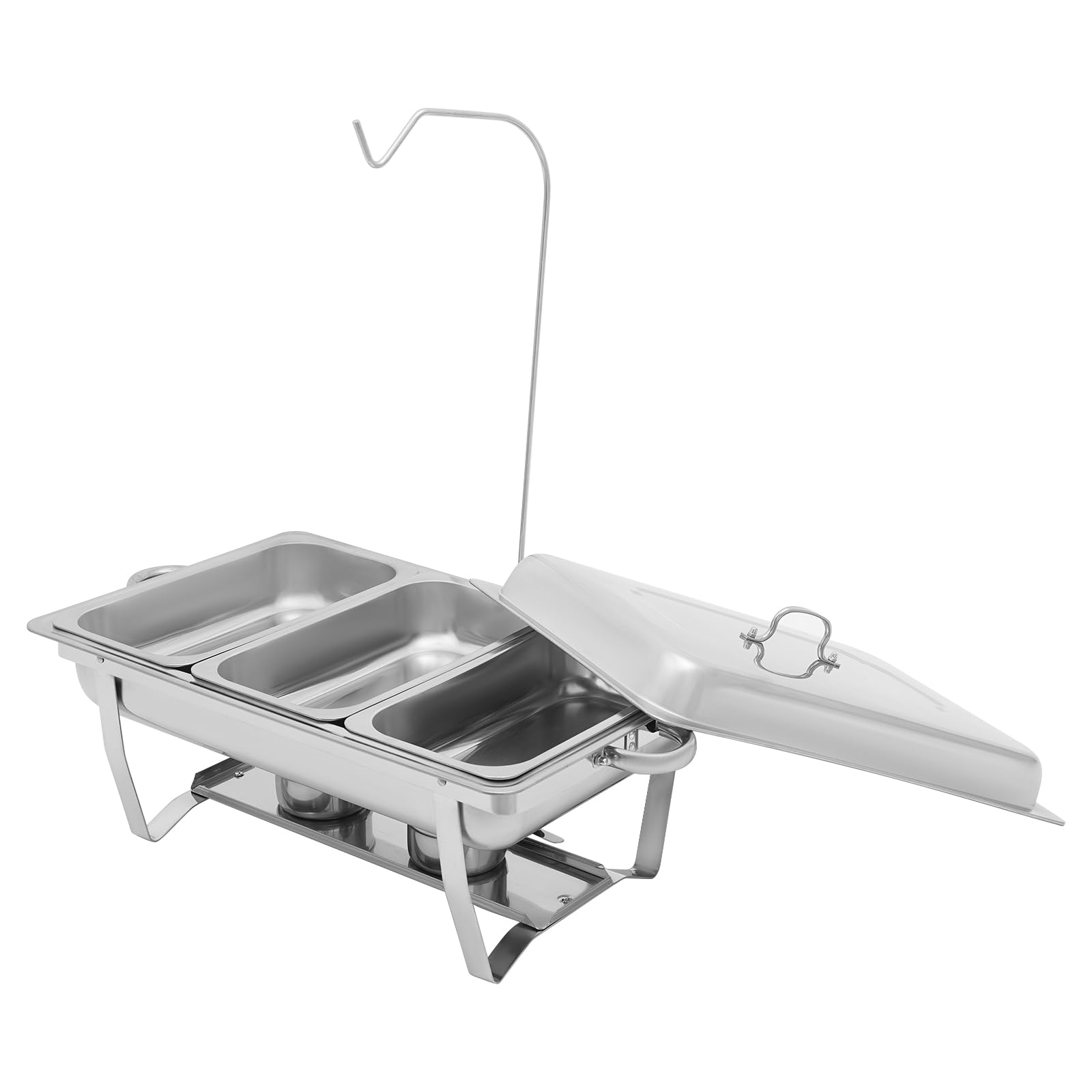 Chafing Dish - Set da buffet in acciaio inox con 3 scomparti, 56 x 35,5 cm, 9 l