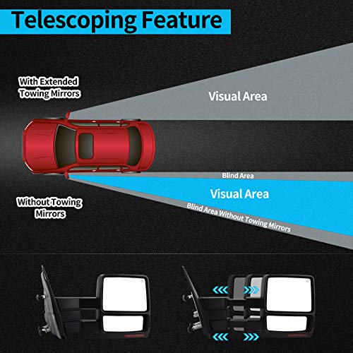 image for AUTOSAVER88 Towing Mirrors Compatible with 2004 2005 2006 Ford F150 Tr