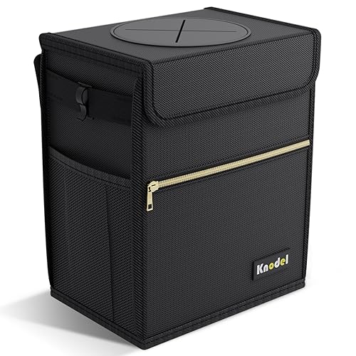 K KNODEL Car Trash Can with Lid, LeakProof Car Garbage Can with