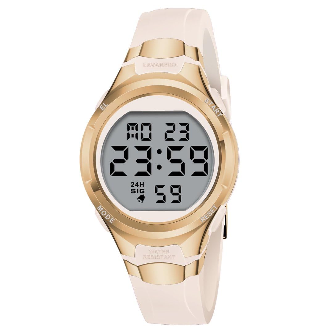 Timever Montre Digitale Sport Femme avec Bracelet en Silicone,Alarme, Chronomètre,Date,Eclairage,Étanche 3 ATM