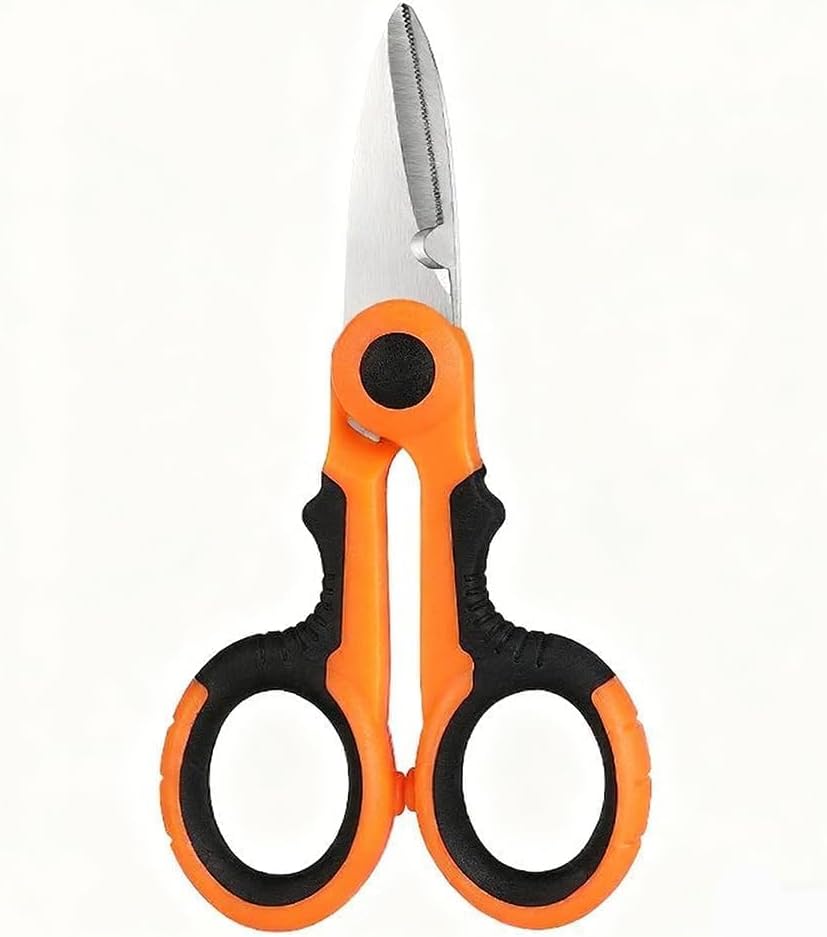 Fishing Line Scissors for Braid, Stainless Steel Serrated PE Line Cutter, Multi-Purpose Wire Cutting Tool Red Black