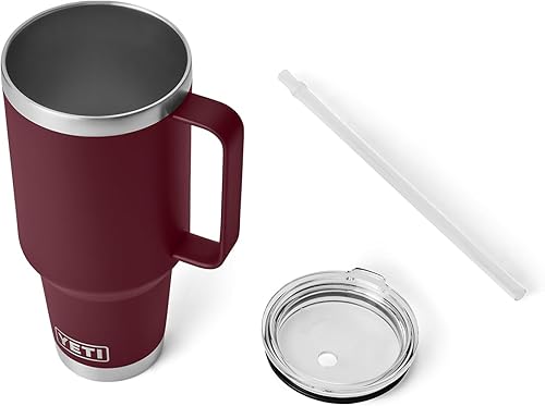 Miniatura 5 de YETI Rambler Vaso de 42 oz con Asa y Tapa con Popote, Taza de Viaje Vaso de Agua, Vaso con Aislamiento al Vacío con Asa, Acero Inoxidable, Rojo Vid