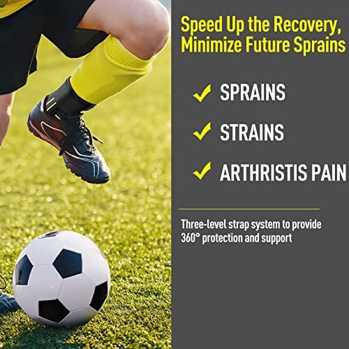 AGPTEK Ankle Brace, Ankle Support Lace Up with Side Splint for Men Women Ankle Sprain Arthritis Ligament Damage Pain Relief, for Sports Football Basketball Running 1 Piece (L:13"-14")