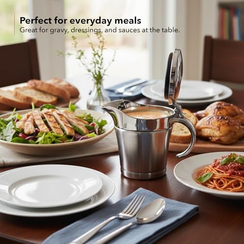 OVENTE Stainless Steel Gravy Boat with Hinged Lid, 14Oz, Silver GB4541S by OVENTE - Image 8