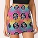 Women's Stretch Athletic Skorts Skirts Trippy Cool Girl Art, High Waisted Tennis Yoga Dance Golf Skirt with Pockets, Flared Active Mini Skirt for All Sports Activities