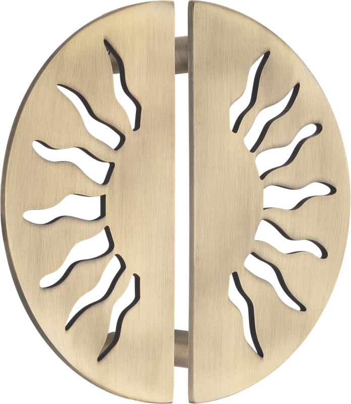 Image of COMPASS Stainless Steel 8-inch Round Shape Door Handle for Main Door and Pull-Push Handle of Home /Hotel /Office Door Hardware for Single and Double Door - Pack of 1 Set (Brass Antique)