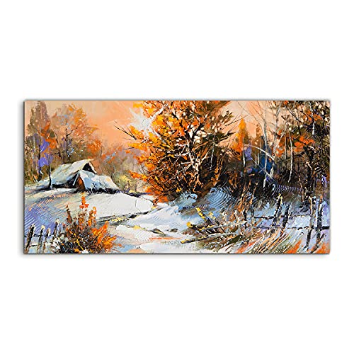 Image sur verre 100x50cm tableau en verre trempé paysage d'hiver pour salon et chambre