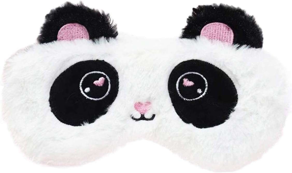 Ulife Mall Cute Panda Sleeping Mask Soft Fluffy Plush Blindfold Funny Novelty Sleep Mask Eye Cover Eyeshade for Girls Boys Women Men Kids Night Nap Travel Meditation,Black&White