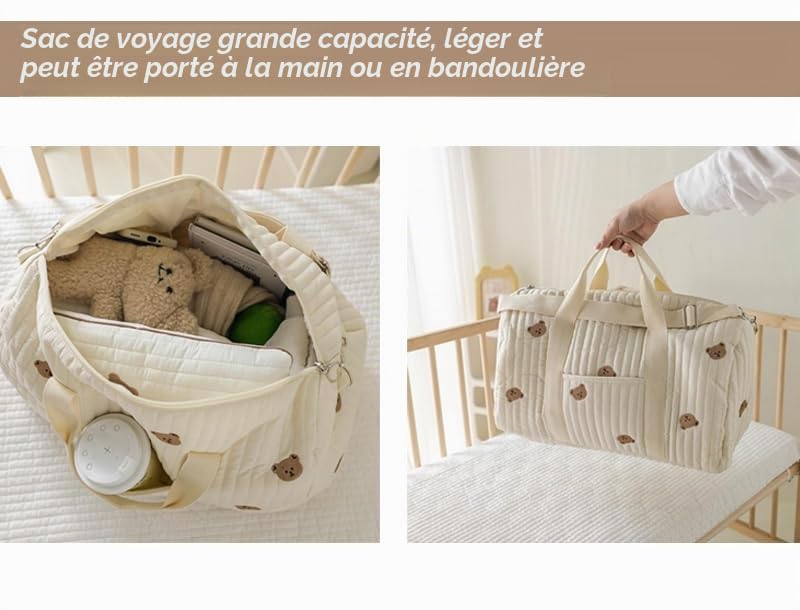 Generisch Sac de maternité pour sac bébé Sacs brodés Grande capacité Couche de maternité Sac de toilette pour maman Voyage pour maman Sac à bandoulière