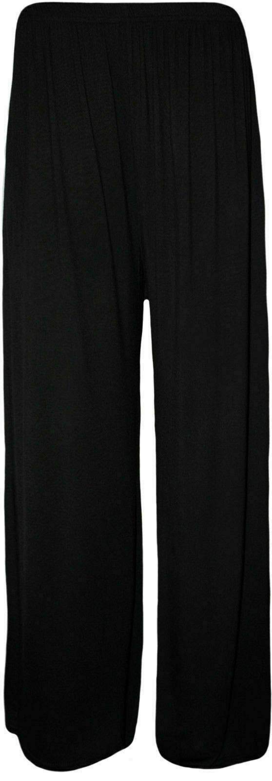 Fairy Boutique Women's Black Flared Wide Leg Elasticated Waist Palazzo Baggy Plain Casual Wear Trousers Pants