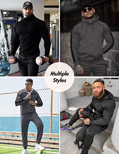 COOFANDY Men's Long Sleeve Tracksuit Athletic Full Zip Sweatsuit Lightweight Hooded Sweat Suits with Zipper Pockets (Black M) - image 6
