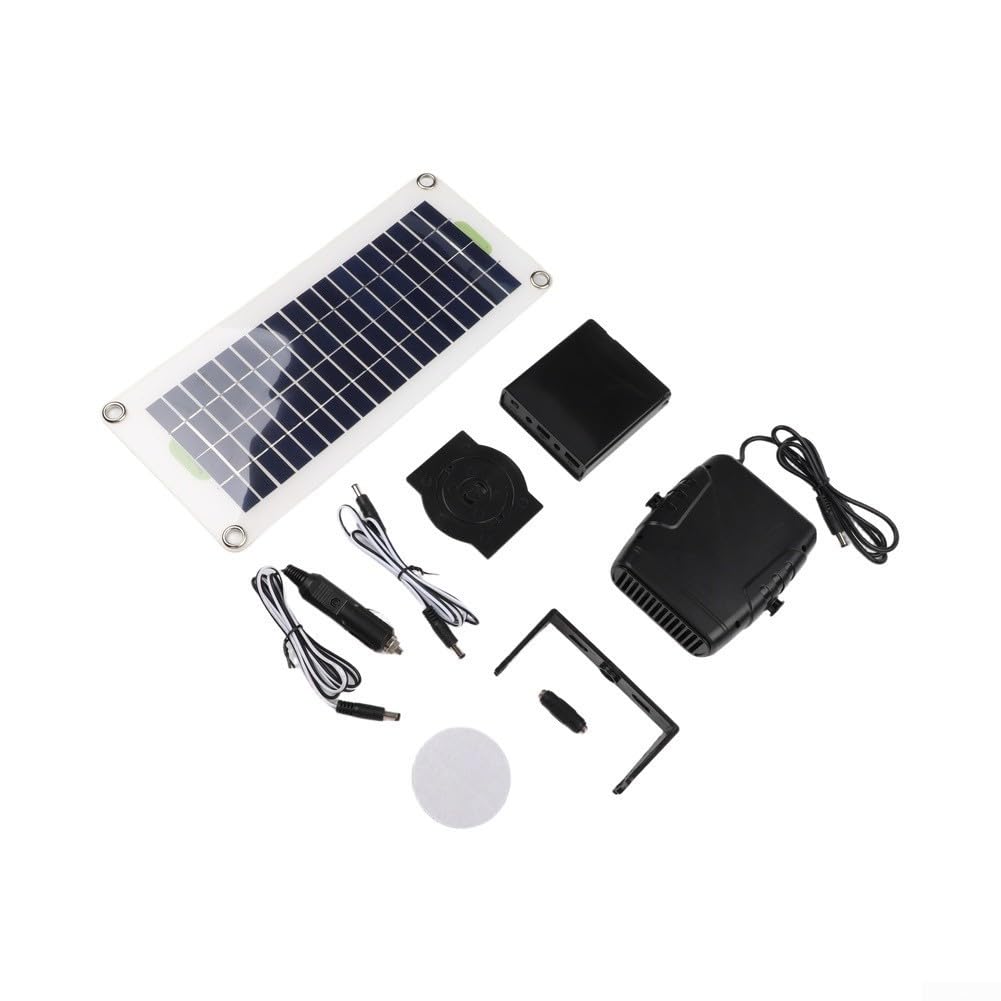30 W Termoventilatore solare portatile 12 V per veicoli e campeggio, modulo solare in silicone cristallino 145 x 330 mm, calore rapido per esterni, nero