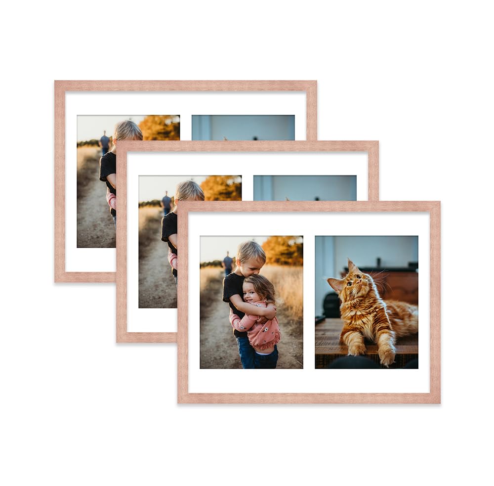 Bronze Multi Photo Frame - Holds 2 x 9x7 Pictures, Family Collage Picture Frame for Wall Display, 16x12 Frame size, Set of 3