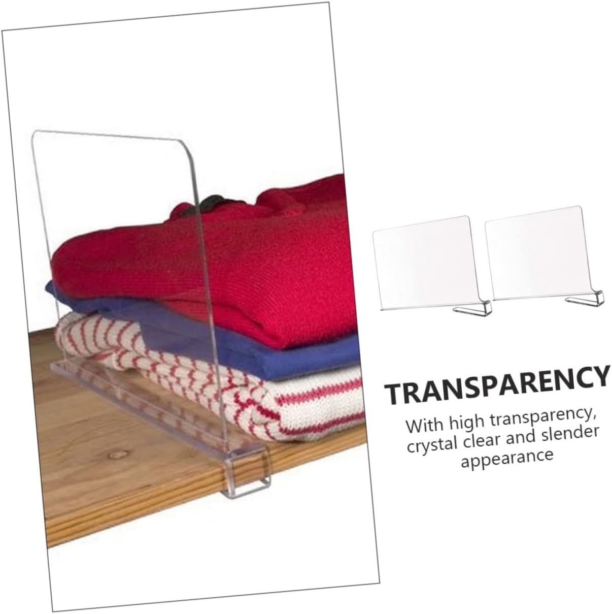 2Pcs Multi Function Acrylic Shelf Dividers Convenient Household Closet Organizers for Neatly Stacking Clothing Towels and Transparent Storage Accessories