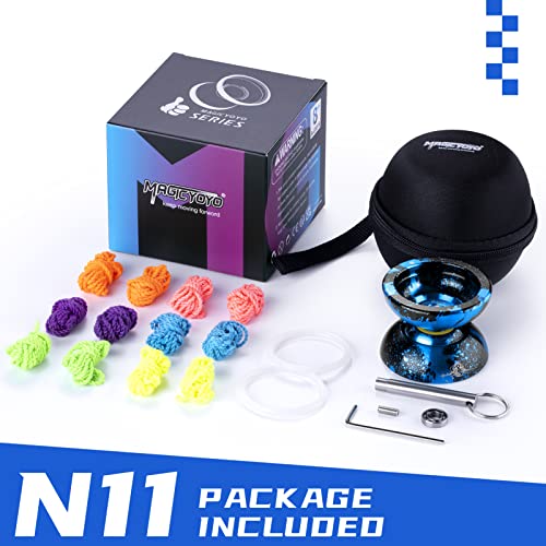Magicyoyo Professional Yoyo N11 Unresponsive Yoyo For Advanced Yoyo Players, Dual Yoyo For Beginners, Pro Yoyo With 12 Yoyo Strings, Yoyo Case Bag, Responsive Yoyo Bearing Kit (Black Blue Silver) #TOP6