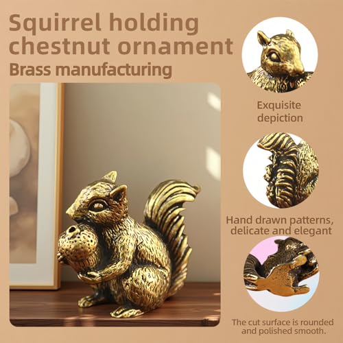FANBODTA Vintage Bronze Squirrel Statue - Solid Copper Desk Decor, Paperweight, Tea Pet & Incense Holder, Hand-Polished Gift for Home Office (41mm) - Thumbnail 3