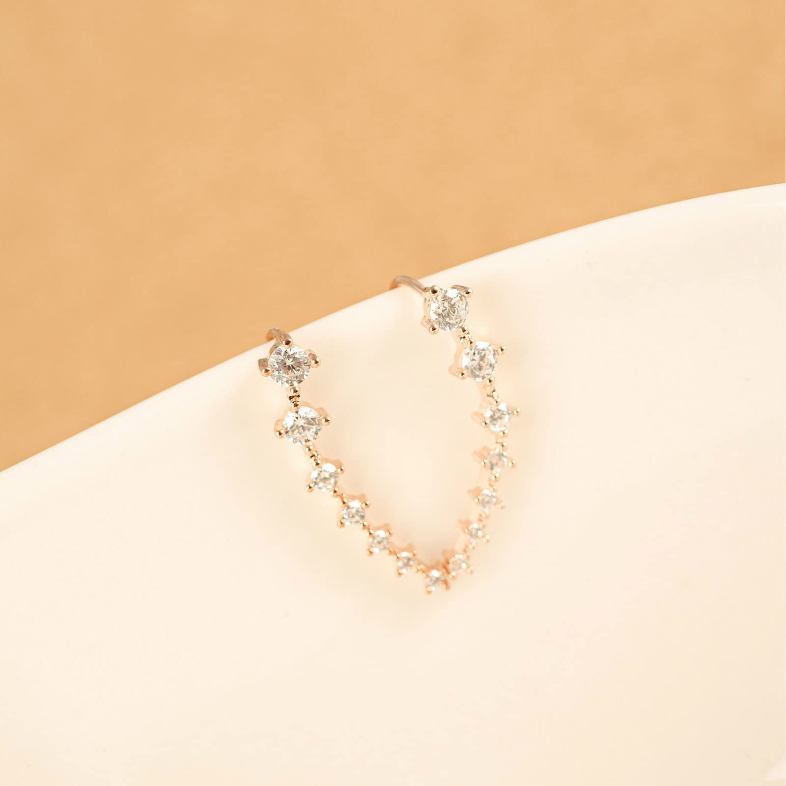 Boho Orecchini A Polsino Con Cristalli E Strass – Argento, Cluster Di Piccole Pietre, Gioielli A Wrap Per Donne E Ragazze, Ideali Per Feste E Prom