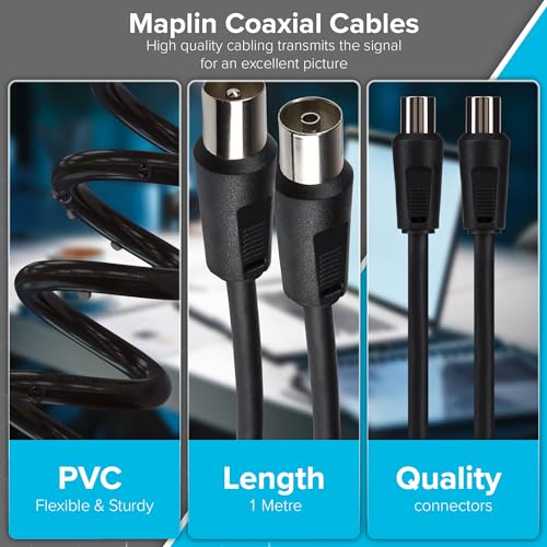 Maplin TV Aerial Extension Cable 1M Coaxial Cable RF Male to RF Female - Image 3