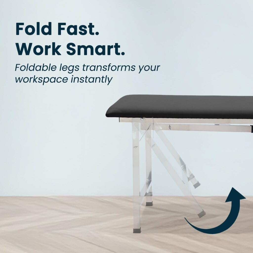 Adjustable Black Medical Exam Table with Drawers and Paper Dispenser