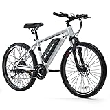 Cybertrack 100 26' Electric Bike, 3 Hours Fast Charge, BAFANG 350W Brushless Motor, 36V/10.4Ah Removable Lithium-Ion Battery, Electric Mountain Bike with Shimano 21-Speed and Suspension Fork