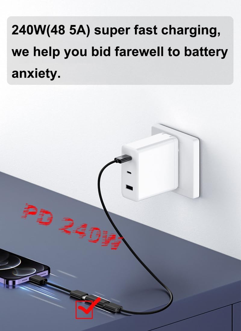 USB 4.0 Type C Bidirectional Extension Adapter 5 Pack, 40Gbps Coupler, 240W PD Charging Connector, 8K@60Hz Video, Extender Compatible for Thunderbolt 4/3, Gaming Laptop, Monitor, Black