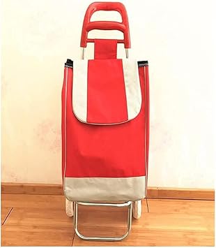 Shopping Cart, Shopping Cart, Folding Trolley, Shopping Cart, Luggage Cart, Harbor Grocery Cart for Shopping, Picnic, Home Storage, Multi-Purpose Cart/Red