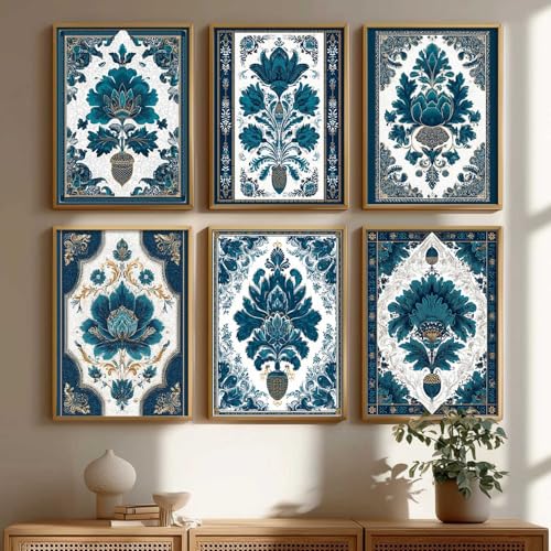 Image of kotart Traditional Wall Art Painting With Frame Pichwai Home Decoration For Living Room Bed Room Hotel Wall Decor Digital Reprint Set of 6 (10X13 inch)