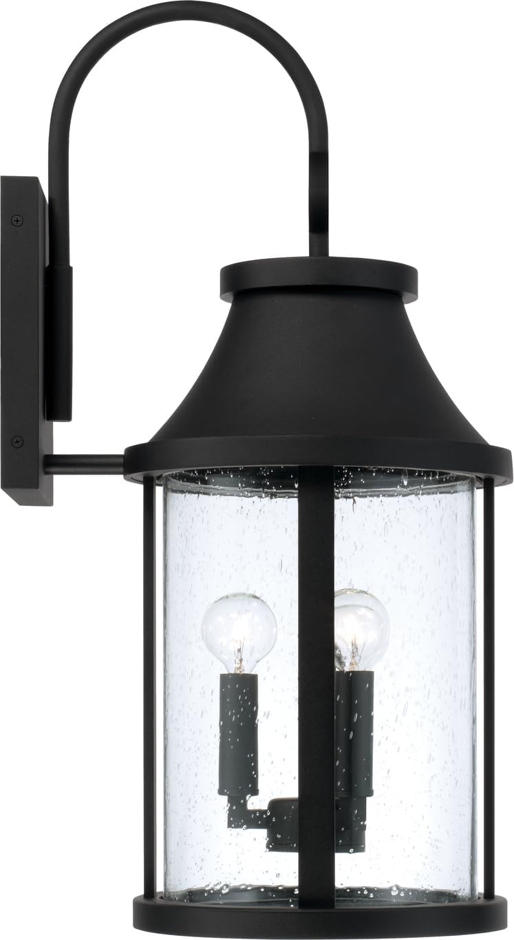 Capital Lighting 953631BK Bridger Transitional Clear Seeded Glass Outdoor Wall Lantern, 3-Light 180 Total Watts, 25" H x 10" W, Black