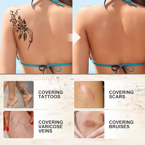 Körper Bein Make Up Wasserfest,Body Coverage Perfector Für Beine,Tattoo Make Up Cover,Tattoo-Abdeckung Für Bein- Und Körpernarben, Leicht Aufzutragen, Volldeckender Concealer（#2 Wheat Color, 40ml）