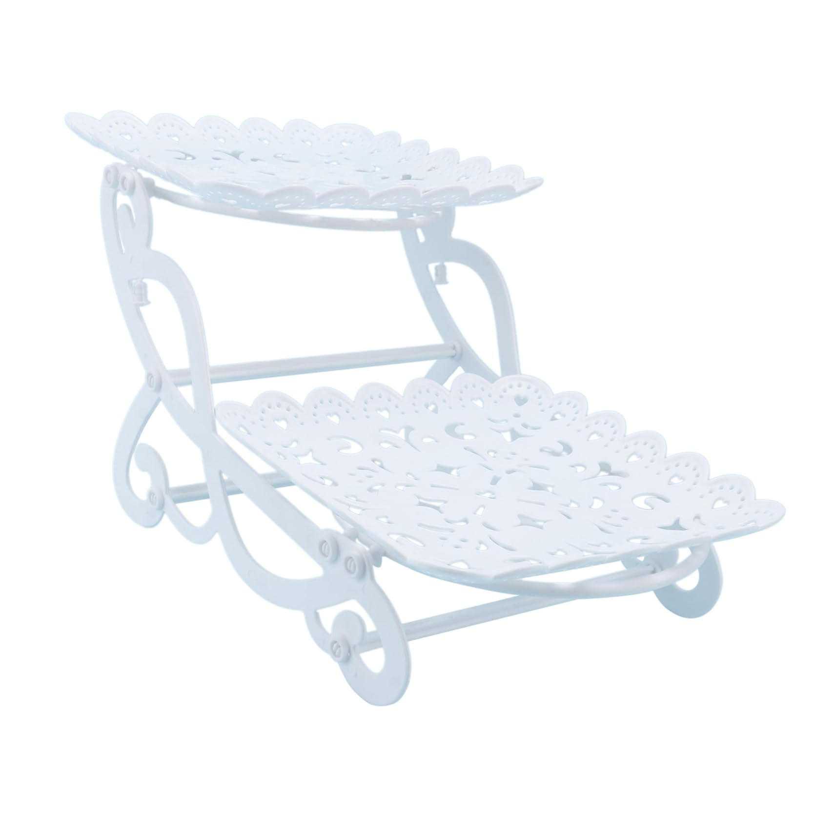 DECHOUS Stylish 2-Layer Dessert Tower Fruit Rack Cake Serving Stand Tiered Tray for Banquet European Saver