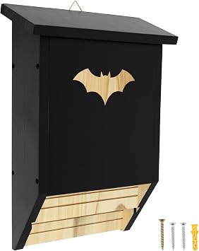 Wood Hanging Bat House Provide Safe Habitat Wood Bat Box Ample Internal Space Ventilated Moistures Proof for Yard Outdoor Moth