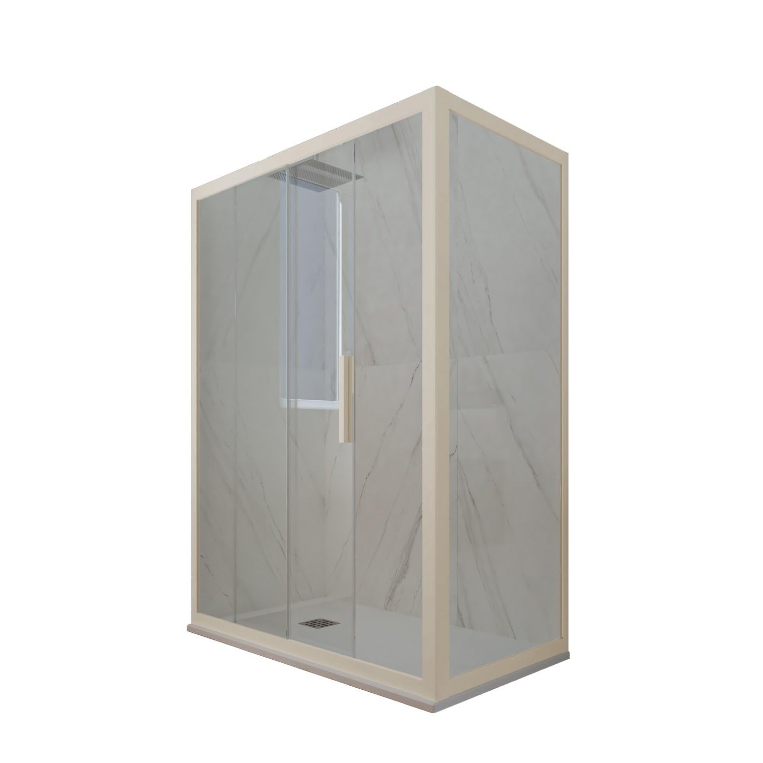 Mampara de ducha corredera 70x120 CM de PVC Champán H 200 Vidrio Transparente mod. Deco Duo