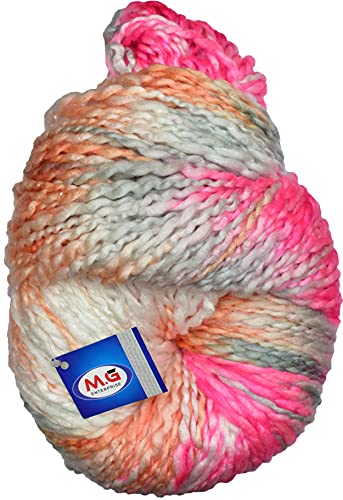 Image of Knitting Yarn Thick Chunky Wool, Sumo Pink Grey 200 GMS Best Used with Knitting Needles-FK Art-IFB