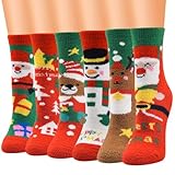 ANNA TOSANI 6 Pares Calcetines Navideños Mujer Hombre, Calcetas Navideñas Térmicos Calcetines de Invierno Calcetines...
