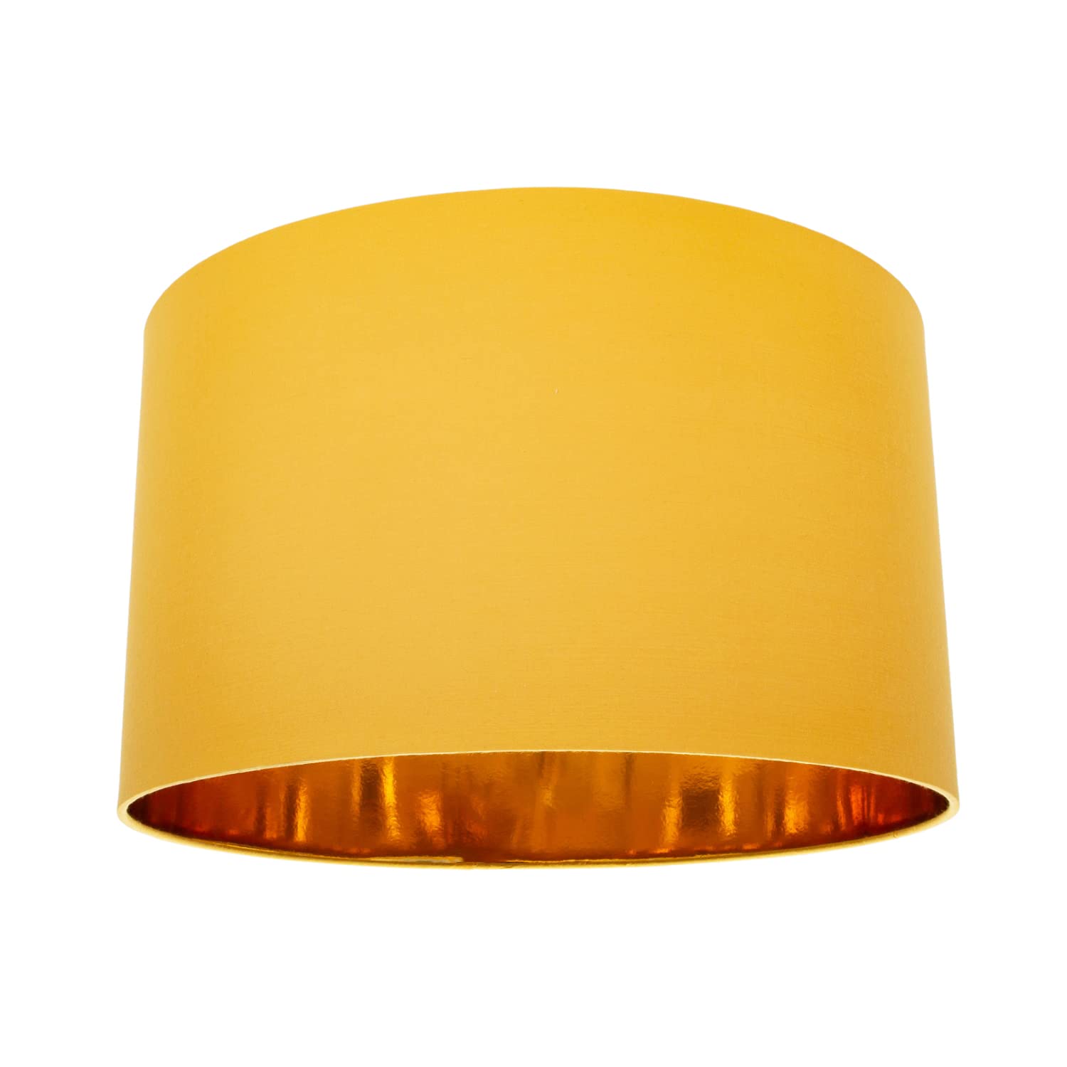 Contemporary and Chic Ochre Cotton 10" Table or Pendant Circular Drum Lamp Shade with Shiny Gold Inner - 60watt Maximum by Happy Homewares — view 11