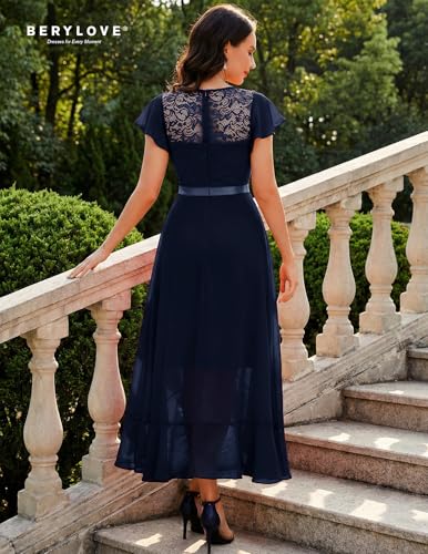 Image of BeryLove Formal Dresses for Women 2026 Wedding Guest with Slit Cocktail Elegant Lace Long Prom Dress