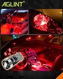 AGLINT Żarówki LED T10 CANBUS bez błędów 9SMD super jasne W5W 194, 168, 2825 Wedge wymienna żarówka do wnętrza samochodu, kopuła, mapy drzwi bagażnika, boczne światła tablicy rejestracyjnej, 4 szt. (CZERWONA)