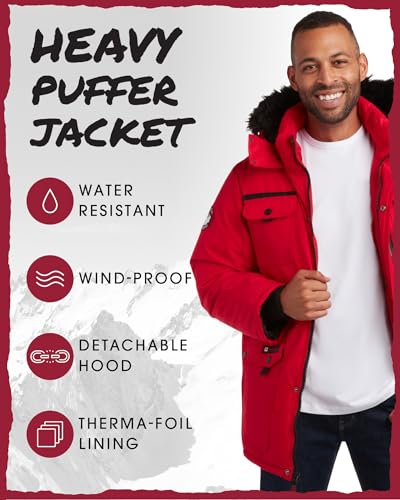 Image of CANADA WEATHER GEAR Mens Winter Parka Jacket - Heavyweight Water & Wind Resistant Insulated Ski Jacket Puffer Coat Outerwear