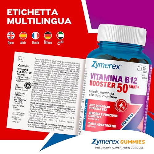Zymerex Vitamina B12 Booster +50ANNI Gummies | 45 Gommose | Sostegno Per Memoria | Energia Quotidiana | Funzione Cognitiva | + Vitamine B, Zinco, Bacopa, Schisandra | Senza Zuccheri, Glutine, Lattosio - 7
