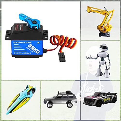 Woaeiuos 35Kg Rc Digital Servo, High Torque Waterproof Metal Gear Servo With 25T Servo Horn 1/10 1/8 Rc Car Rc Crawler Robot Boat #TOP6