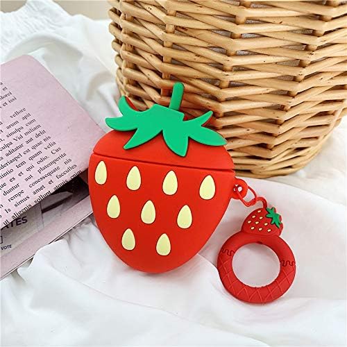 Miniatura 3 de Airpods - Funda de silicona divertida para Apple Airpods 1 y 2 Serie de frutas y vegetales Mejor regalo para niñas, niños o parejas (Fresa 3D)