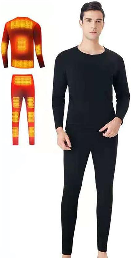 FOGUO Set di Biancheria Intima Riscaldante Elettrica per Donna Uomo Intimo  Termico Riscaldata USB Lavabile T-Shirt e Pantaloni Termica con App  Regolazione della Temperatura,Black-3XL lencicol Intimo Uomo