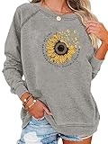 Picture of EADINVE Womens Casual Long Sleeve Sweatshirt Crew Neck Sunflower Graphic Pullover Lightweight Relaxed Fit Novelty Tops