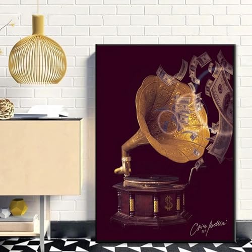 Affiche gramophone vintage pour salon | Décoration murale rétro 70x100 cm - 3