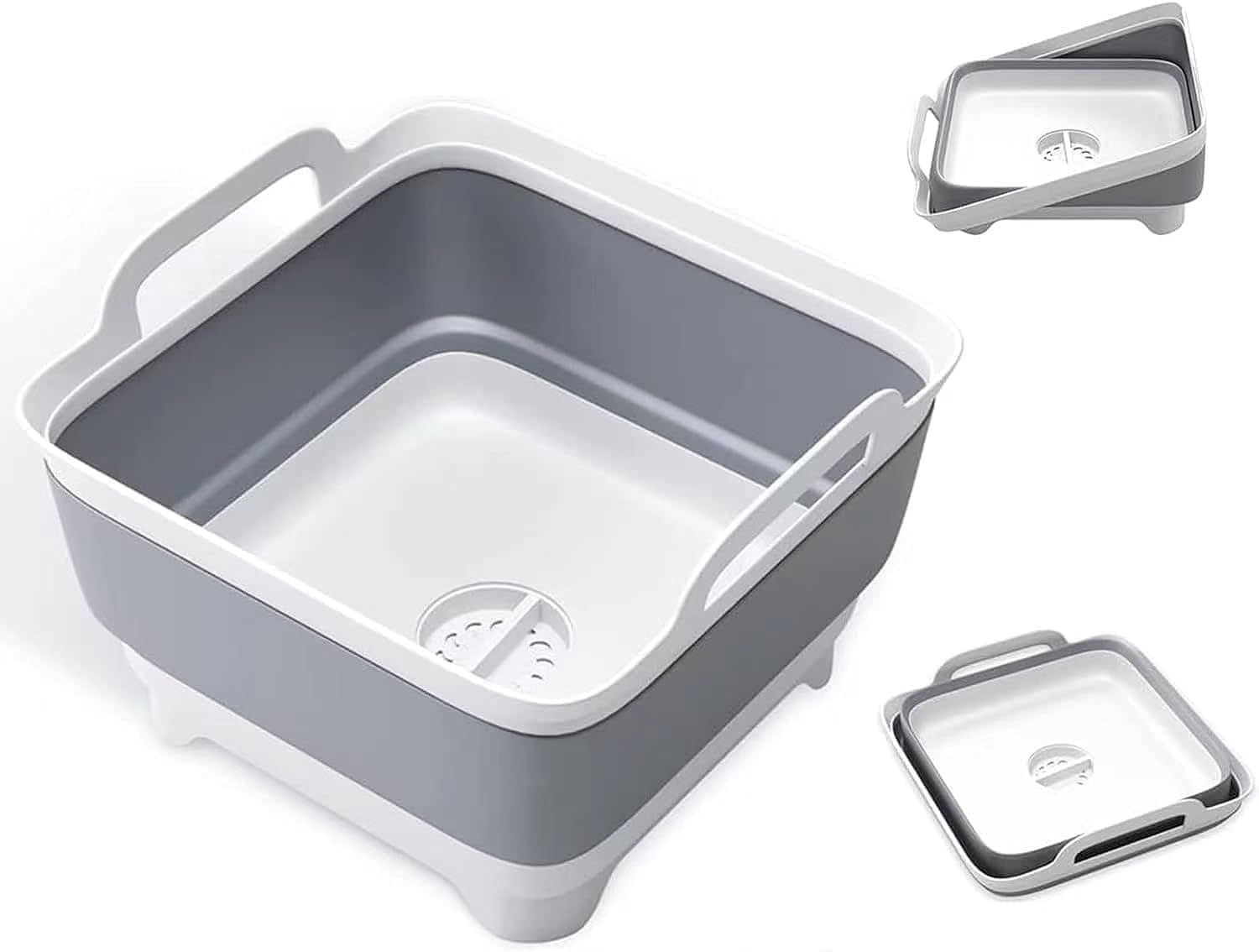 YLMKDE Collapsible Dish Basin with Drain Plug,Collapsible Dish Tub Portable Sink，Space Saving Multiuse Foldable Sink Tub,Dishpan,Kitchen Sink for Camping,Plastic Tub,Vegetable Washing,Camping Dish Tub